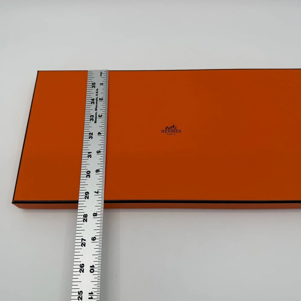 Hermes Empty Gift Box Orange 7x14x1 Authentic Logo Tissue Ribbon Luxury